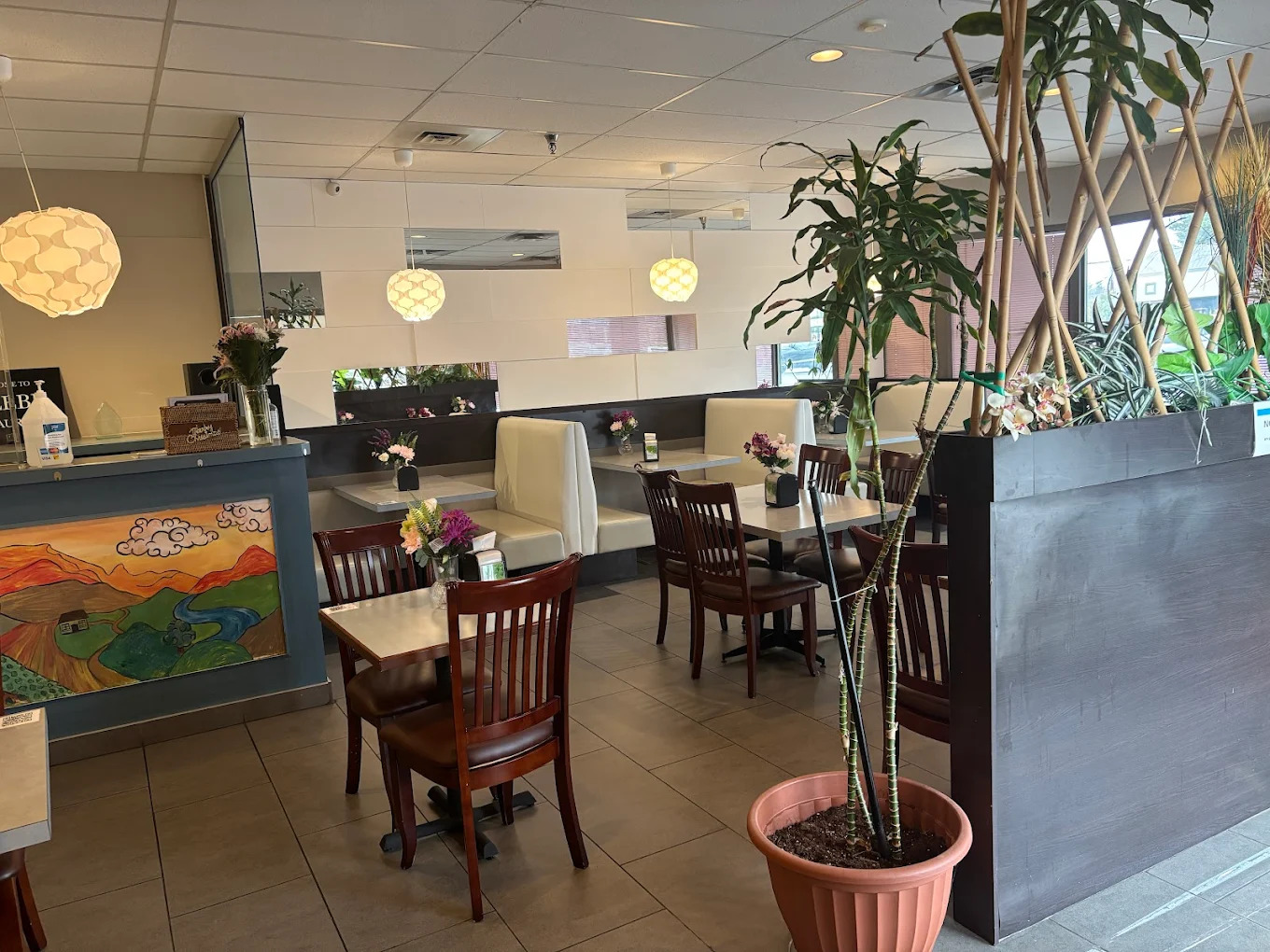 Alebi's African Cuisine restaurant interior showing traditional West African dining atmosphere